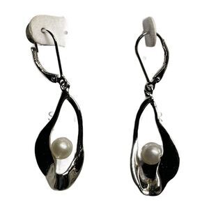Best of Everything Sterling Silver Drop Earrings with Pearl Accent (New)